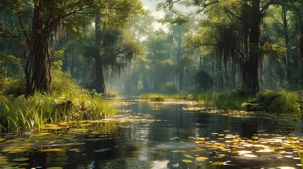 Tuinposter view of a serene swamp © DudeDesignStudio