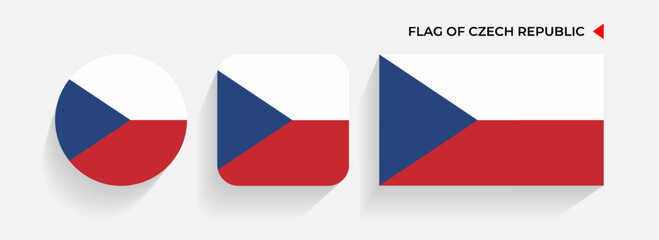 Czech Republic Flags arranged in round, square and rectangular shapes