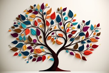 Colorful tree with hanging leaves background illustration for natural and abstract concepts