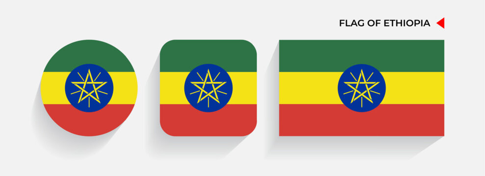 Ethiopia Flags arranged in round, square and rectangular shapes