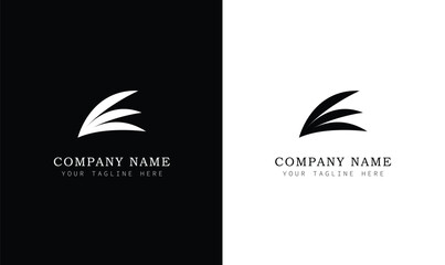 Letter E 3 wing feather photography luxury logo