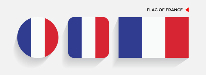 France Flags arranged in round, square and rectangular shapes