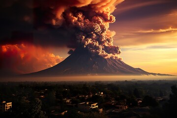 stylist and royal Fuego volcano eruption in Guatemala, space for text, photographic, - obrazy, fototapety, plakaty