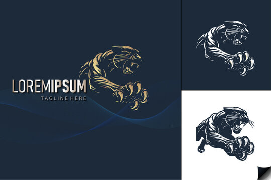 Panther silhouette logo icon. Cougar symbol. Puma sign. Wild cat Jaguar vector illustration