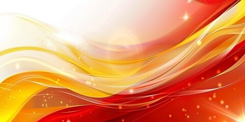 Abstract Red Yellow Wave Vector Background Mixed with White Light Color. Energetic and Vibrant Vector Design Concept.