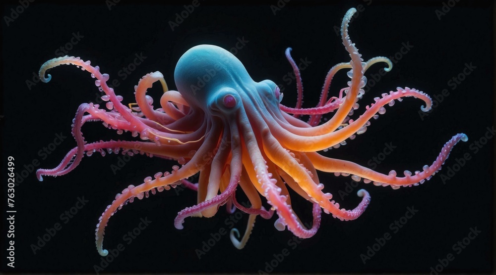Poster an octopusgraph with its tentacles out. generative ai.