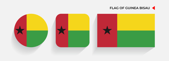Guinea Bissau Flags arranged in round, square and rectangular shapes