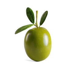 Olive with olive leaves isolated, healthy and organic food, AI generated, PNG transparent with shadow