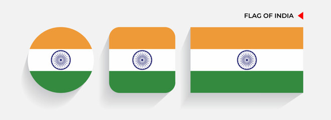 India Flags arranged in round, square and rectangular shapes
