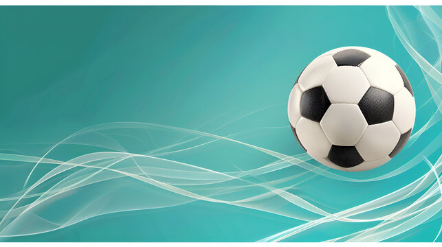 soccer ball background blue color, copy space, euro football banner, ai generated