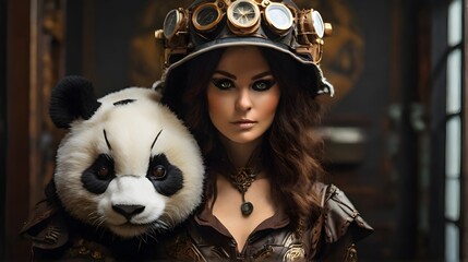 portrait of a woman-The Clockwork Explorer: A Steampunk Adventure of the Panda-Clad Adventuress