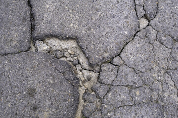 Cracked and damaged asphalt - 763027600