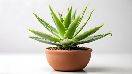 aloe vera plant-Radiant Healing: A High-Key Portrait of Isolated Aloe Vera