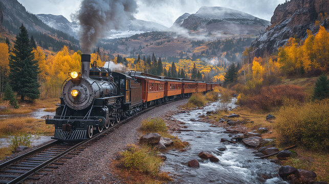 Narow gauge railway in wild west, USA.