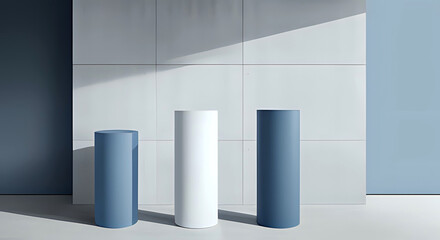 blau weiße Präsentations Säulen