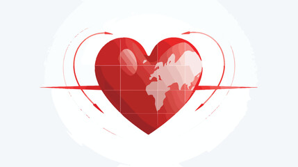 Human heart with heartbeat line. World Heart Day. 