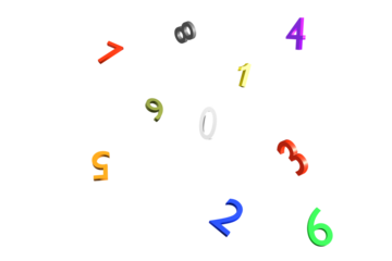 宙に浮くカラフルな数字