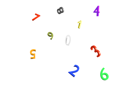 宙に浮くカラフルな数字