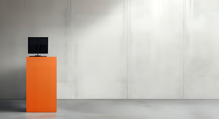moderne Präsentationsfläche mit orangem Akzent - obrazy, fototapety, plakaty
