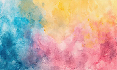 Naklejka premium abstract watercolor background yellow pink blue 