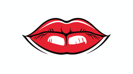 Lips drawn continuous line icon Beauty illustration