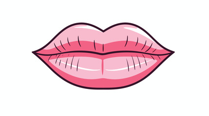 Lips drawn continuous line icon Beauty illustration