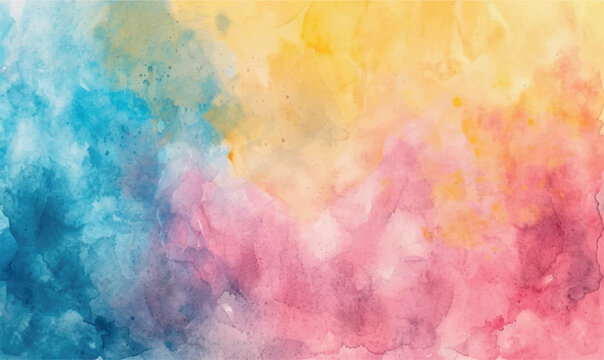 abstract watercolor background yellow pink blue 