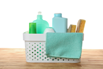 PNG,Detergents in a basket, isolated on white background