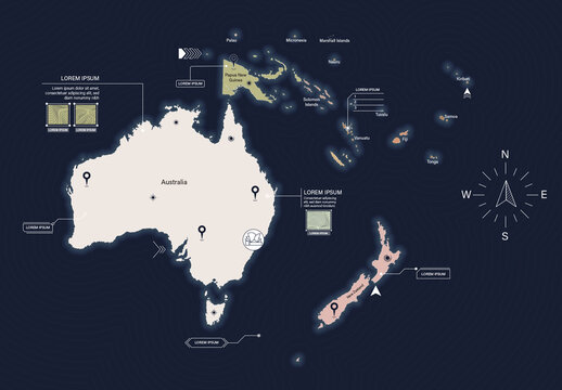 Australia & New Zealand Map Vector Layout