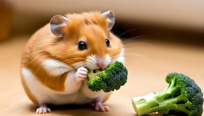 A Hamster Nibbling On A Piece Of Broccoli Upscaled 2