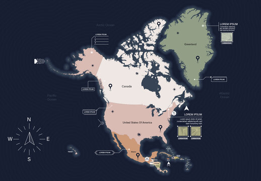 North America Map Vector Layout