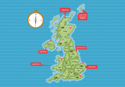 UK United Kingdom of Great Britain Map Vector Illustration