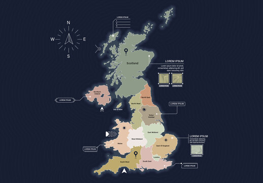 UK United Kingdom of Great Britain Map Vector Illustration