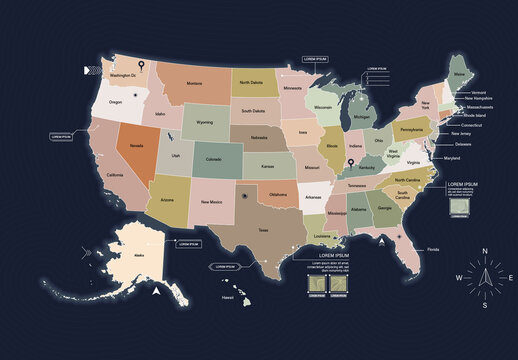 USA United States of America Map Vector Layout