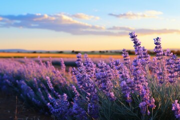 Blooming lavender field, lavandula angustifolia agriculture harvest landscape panorama