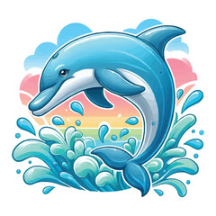 Obraz premium Dolphin Jumping Out of Water vector illustration