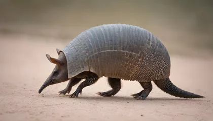 Foto op Aluminium An Armadillo With Its Tail Held High As It Walks Upscaled 2 © Nusrat