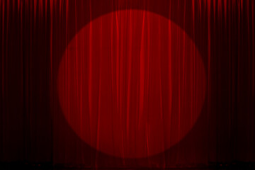 Spotlight on red curtain for Theatre, film festival, award-winning celebration, Nightclub, or...