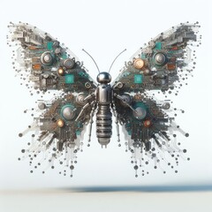 A butterfly robot on a white background