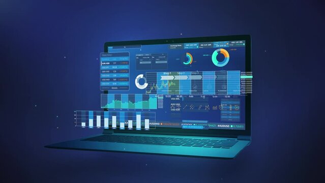 Infographics With Animated Stock Market Data, Using Virtual Technologies To Connect And Financial Data