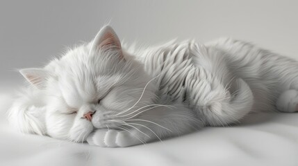 Adorable British Breed Cat White Color, Banner Image For Website, Background, Desktop Wallpaper