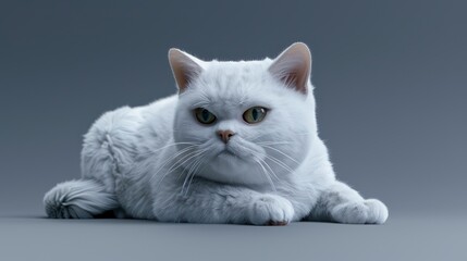 Adorable British Breed Cat White Color, Banner Image For Website, Background, Desktop Wallpaper