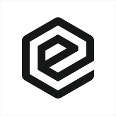 Letter E Logo Hexagon, Branding design logo E, Monogram E logo black and white	