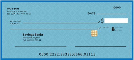 bank cheque template - obrazy, fototapety, plakaty