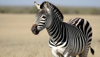 A Zebra With Its Distinctive Black And White Strip Upscaled 3 1 - obrazy, fototapety, plakaty