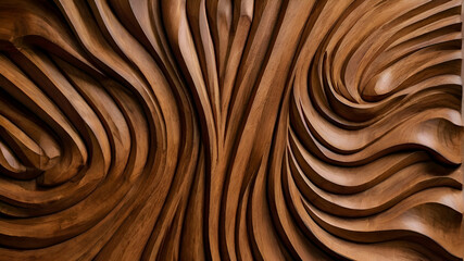 Wood art background - Abstract closeup of detailed organic brown wooden waving waves wall texture...
