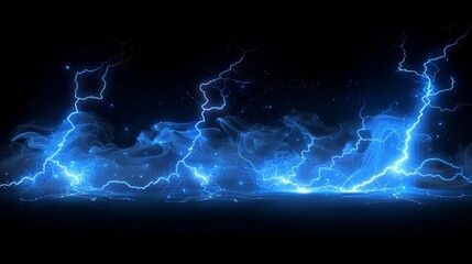 The blue lightning is depicted on a black background in modern format.