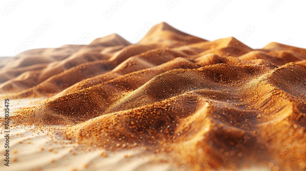 Poster a sandy pile and a desert dune isolated on white with a clipping path from the top
