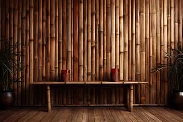  stylist and royal Room bamboo fence or wall texture background for interior decoration. © ranjan