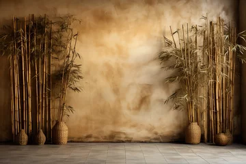 Fotobehang stylist and royal Room bamboo fence or wall texture background for interior decoration. © ranjan